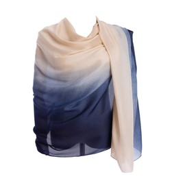 CYZLANN Women's Scarves 100% Silk Long Lightweight Scarfs for women(apricot blue)