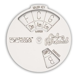 Wooden Melody Tool, Round Wooden Melody Chord Tool of Fifths Wheel, Guitar Chords Tool Accessories, Learning Tool for Guitar, Bass, Piano, Violin, Musicians, Songwriters (White)