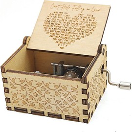 Can't Help Falling in Love Wood Music Box, Antique Engraved Musical Boxes Case for Love One Wooden Music Box - Gifts for Lover, Boyfriend, Girlfriend, Husband, Wife (BLACK) Vintage Laser - Color: WOOD