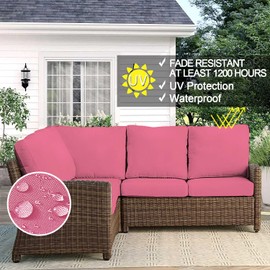 VAKADO Outdoor Patio Furniture Chair Cushion Replacement Covers Set of 4 Waterproof Hot Pink Decorative Cushion Cases Decor for Bench Garden Porch Couch Tent (24"X24"X4")