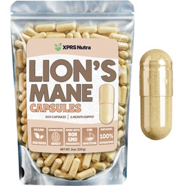 XPRS Nutra Organic Lions Mane Supplement Capsules - 360 Count (180 Day Supply) of Premium Lion's Mane Mushroom Capsules for Mental Clarity, Cognition and Immunity Lions Mane Powder Capsules