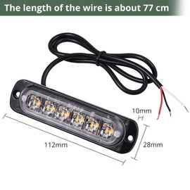 EYPINS 4X 6 LED Frontblitzer, Blinklicht Stroboskop Warnlicht Warnleuchte Notfall Warnung Blitzer Dash Strobe Orange IP65 18 Modi für 12/24V Truck Traktor LKW Auto Emergency Gabelstapler | E-Mark E57