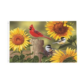 Fiokroo Rustic Sunflowers Floral Cardinal Birds Flag 3x5 Ft Outdoor Polyester Garden Flag Farmhouse Country Style Double Sided Banner For Yard Lawn Porch Balcony Home Decorations