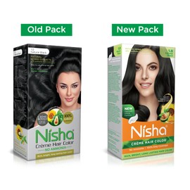 Nisha Crème Hair Color With Sunflower & Avocado Oil No Ammonia Crème Formula Rich, Bright, Long Lasting Hair Natural Black (Pack of 3)