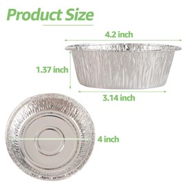 Oungy 200 PCS 4 Inch Aluminum Foil Pie Pans Disposable Mini Pie Tins Pot Pie Tins Small Pie Tins Individual Pie Pan for Pie Fruit Tarts Quiche, Easily Stack & Store, Freezer & Oven Safe