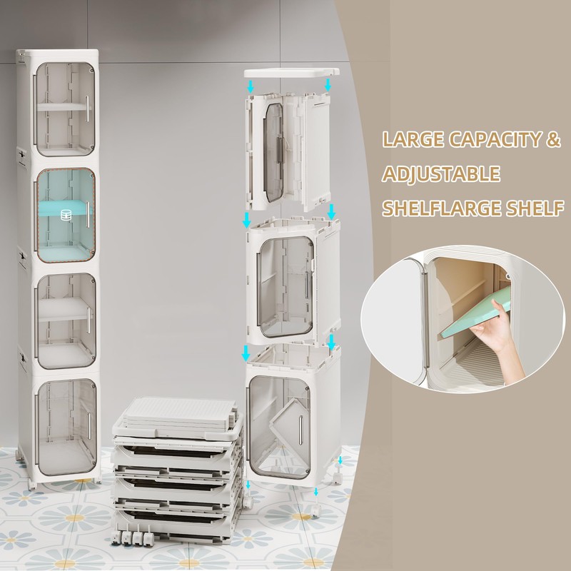 Lifelongpal 4-Tier Tall Narrow Storage Cabinet, Slim Bathroom Storage Cabinet