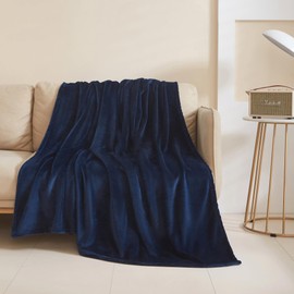 LaSyL Fleece Blanket Twin 60"x80" Dark Blue - 300GSM Soft Cozy Plush Fuzzy Flannel Bed Blanket - Lightweight Anti-Static Microfiber Blanket for Couch, Bed, Sofa
