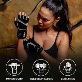 MhIL Workout Gloves for Women & Men - Gym Gloves for Women Weight Lifting Gloves - Exercise Gloves, Training Gloves with Wrist Wraps Support for Weightlifting, Work Out, Pull up- Full Palm Protection