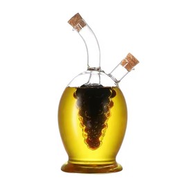 WINAKUI Oil and Vinegar Dispenser Bottle, 2 in 1 Olive Oil and Vinegar Dispenser Set with Cork Stoppers, Glass Oil and Vinegar Bottles for Kitchen
