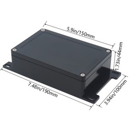 Zulkit Junction Box ABS Plastic Dustproof Waterproof IP65 Universal Electrical Boxes Project Enclosure with Fixed Ear Black 5.91 x 3.94 x 1.73 Inch (150 x 100 x 44 mm)(Pack of 2)