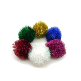 Jumbo Sparkle Ball Tuff Kitty Puff Cat Toy -6 Pak
