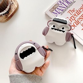 Linda funda de tiburón para Airpods ProPro 2 Gen 202320222019, divertida funda de dibujos animados Kawaii en 3D con kit de limpieza y llavero para... 