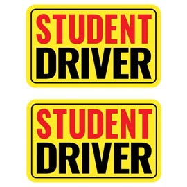 YOKRWO 2 Pack Student Driver Magnet & New Driver Car Magnet - Removable Reflective Stickers No Residue, Essential Safety Stickers for Cars, Magnetic Decal (Red/Black-Student)