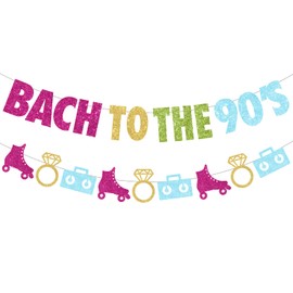 Bach To The 90's Bachelorette Party Decorations, Bach To The 90's Banner Retro Garland for 90s Theme Party Supplies