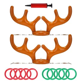 Baicai Inflatable Reindeer Antler Toss Headband Game Christmas Toy， for Kids Adults Family Christmas Party Favors Outdoor Indoor Ring Toss Xmas Games, 2 Antlers & 10 Rings & 1 Air Pump