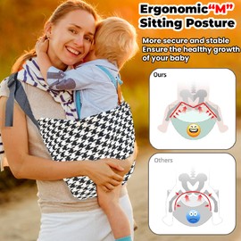 Baby Sling Carrier, Adjustable Baby Carrier, Adjustable Sling Easy Toddler Carrier Comfortable Baby Wrap Carrier Baby Carrier Wrap for Newborn Up to 3-36 Months (Blackwhite)