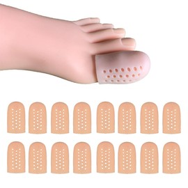 16 Pieces Toe Caps for Big Toe, Breathable Toe Protector, Toe Covers Sleeves with Holes, Protect Toe from Rubbing, Ingrown Toenails, Corns, Blisters and Other Painful Toe Problems