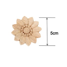MUXSAM 10Pcs Wood Carved Decal Applique Onlay for Door Coset Drawer Ceiling Handmade Unpainted Exquisite Clear Flower Frame Onlay Furniture Decoration 5cm