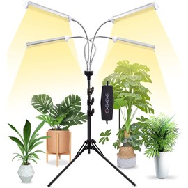 LED Grow Lights for Indoor Plants, 420 LEDs Full Spectrum Plant Lights for Indoor Growing with 15-63 inches Adjustable Tripod Stand, 4 Heads Floor Grow Lamp with 3/6/12H Auto On/Off Timer Function