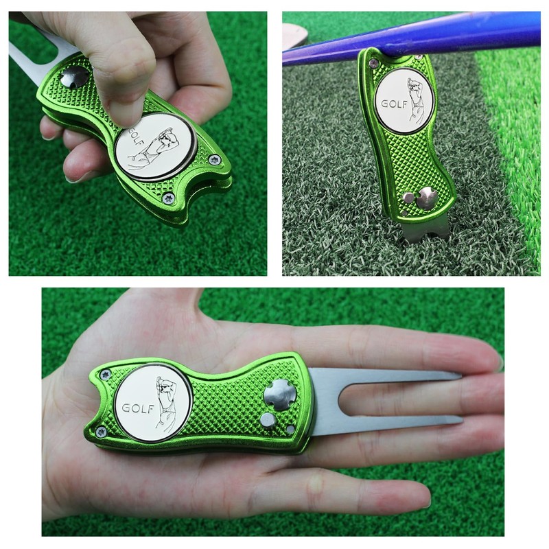 Crestgolf Divot Fork Golf Foldable, Manual Golf Divot Tool with