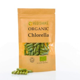 Organic Chlorella HPMC Capsules Algae Omega 3 & 6 Heavy Metal Detox Cracked Cell Wall Vegan Kosher Halal (90 Capsules)
