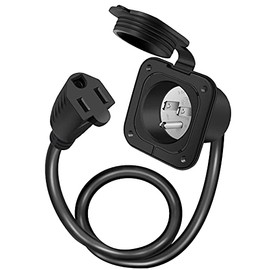 Bumbee 15 Amp AC Port Plug - 125V Power Inlet Socket with 18 Inch Extension Cord, 2022 Lastest Shore Power Inlet Plug RV Plugs for Outdoor RV Travel