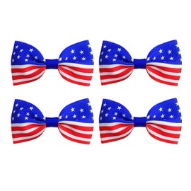 Red White Blue Hair Clips for Girls American Flag Hair Clip Patriotic Hair Bow Clips for 4th of July Hair Accessories Grosgrain Hair Bows with Heart TSFJ49 (4pcs Blue Bow)