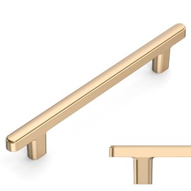 Amerdeco 10 Pack Brushed Brass Cabinet Pulls 5 Inch(128mm) Hole Center Drawer Pulls Cabinet Hardware Kitchen Cabinet Handles for Bathroom ZH0065
