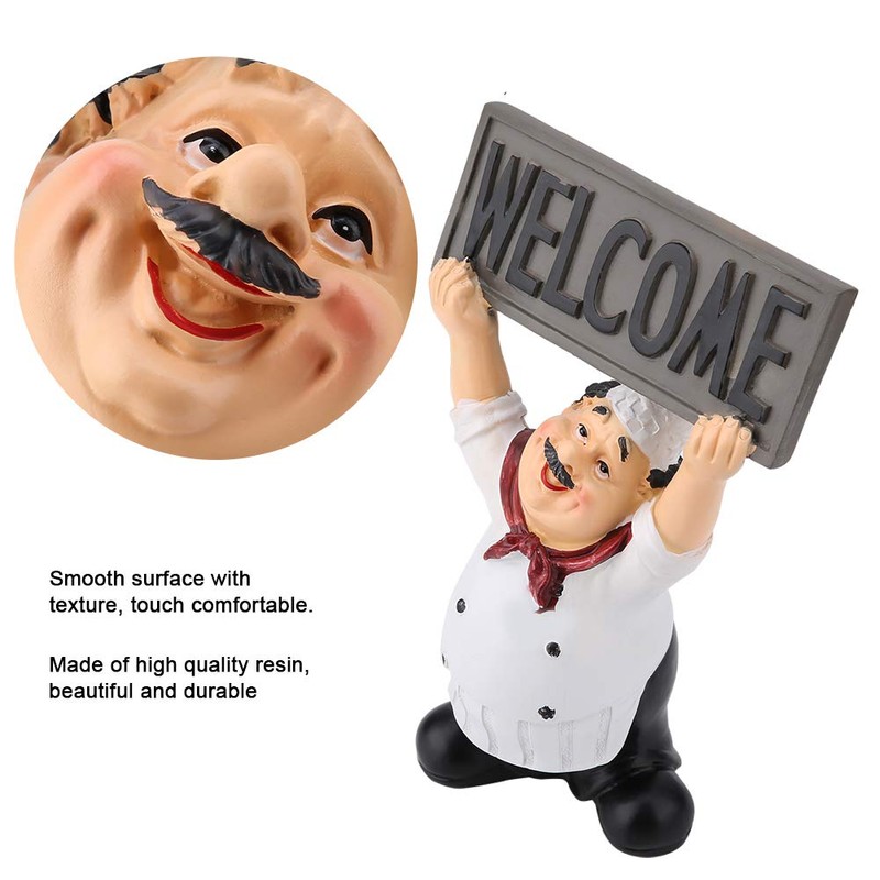 Resin Italian Cute Chef Restaurant Figurines Mini Statue Ornaments Welcome
