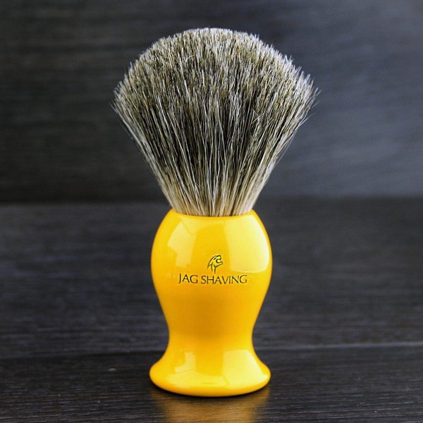 Yellow resin handle shaving brush for men with super badger