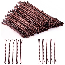 100Pcs Brown Bobby Pins, Medium Sized Wavy Hair Pins for All Hairstyles Girls Women With Storage box