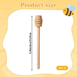 Chsoejuf 6PC 15cm Mini Wooden Honey Sticks Dipper Honeycomb Stirrers Spoon