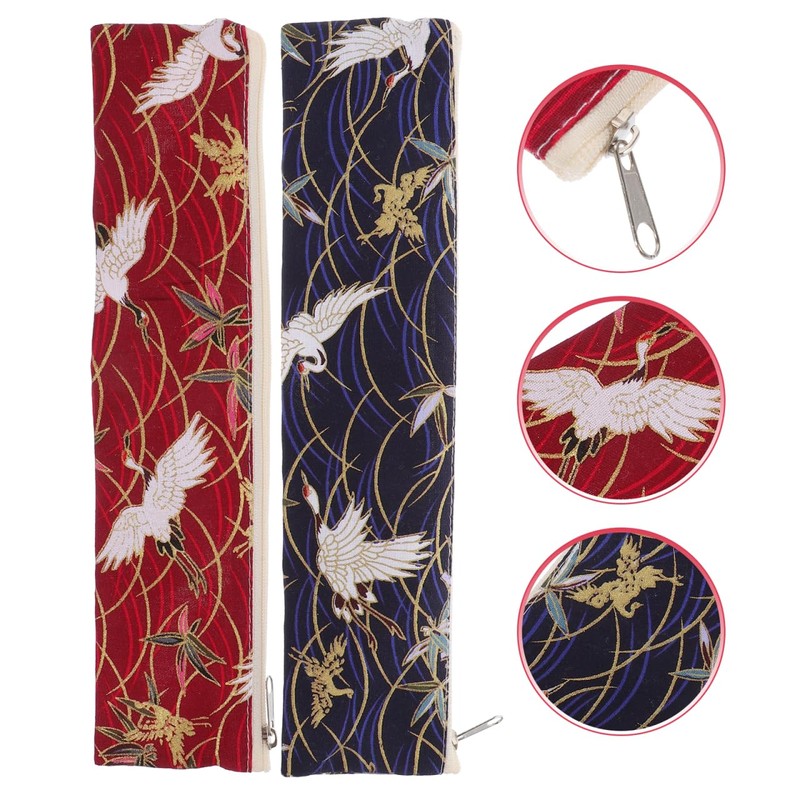 TOPBATHY Japanese fabric cutlery bag with zip, multifunctional storage for