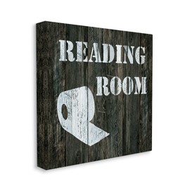 Stupell Industries Reading Room Phrase Rustic Bathroom Toilet Paper, Designed by Carol Robinson Canvas Wall Art, 30 x 30, Brown