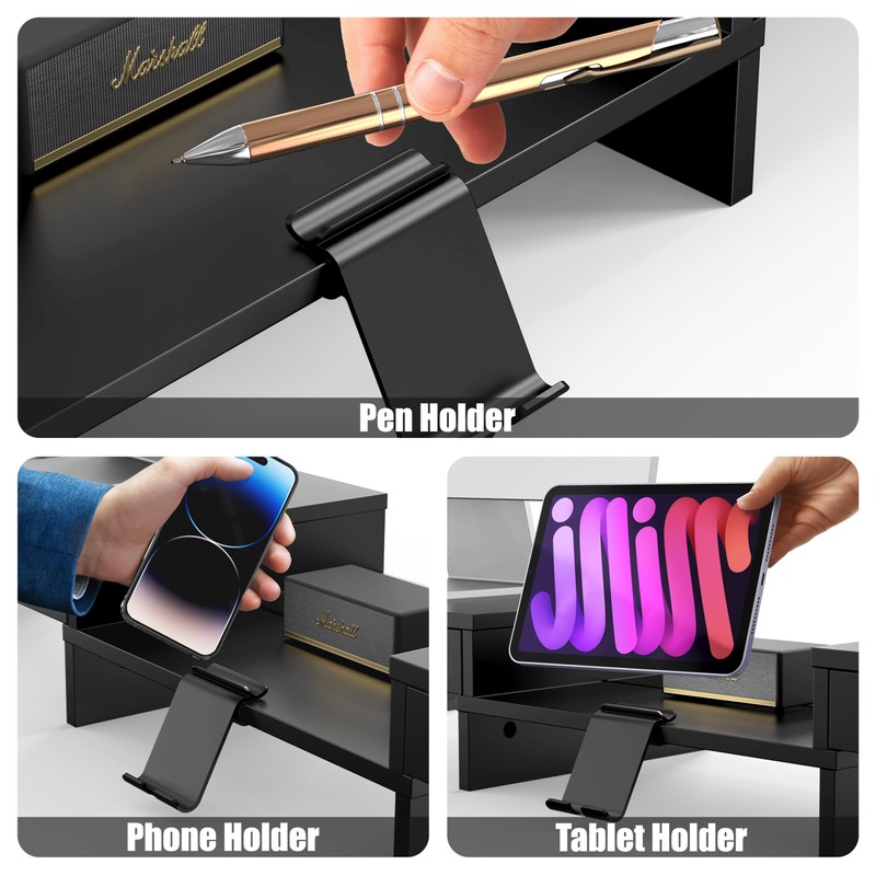 Simple Houseware Desk Dual Monitor Stand Riser with Pull-Out Drawers,