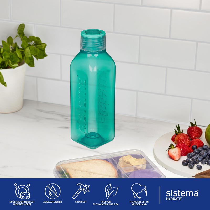 Sistema Square Water Bottle 1L | BPA Free Water Bottle