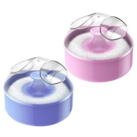 NOLITOY 2 Borlas De Talco Para Bebé Con Caja De Almacenamiento Borla De Polvos Corporales Con Mango Borla Para Polvos Faciales Y Sueltos Para Cuidado 