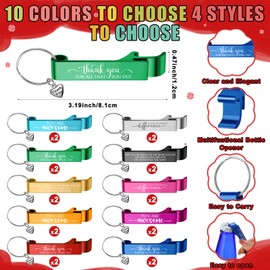 Yiyiring 20 Sets Christmas Team Employees Appreciation Gifts Inspirational Opener Keychain Thank You Keychain Colored Bottle Opener Team Cards Team Inspirational Gifts for Staff Coworker Teacher