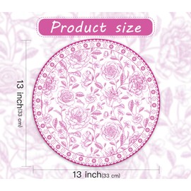 WRAPAHOLIC 50 Sheets Toile Floral Paper Place Mats - 13 x 13 Inch Disposable Placemat Pink Florals Decorative Paper Table Mats for Tea Party Supplies Garden Parties