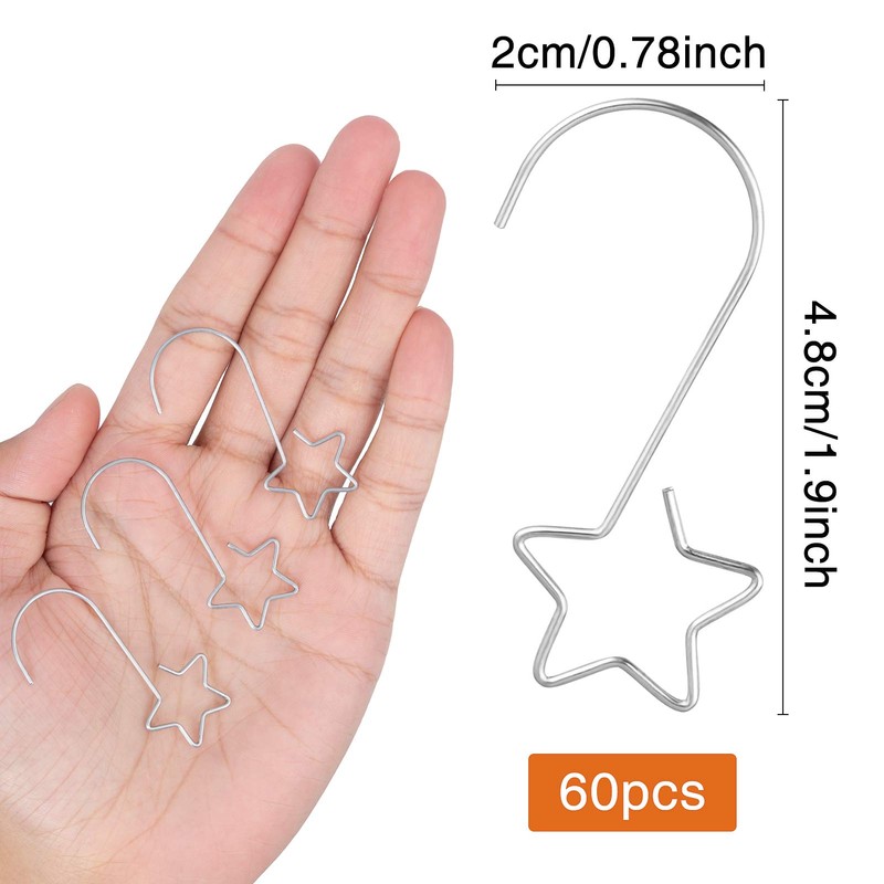 MELLIEX Pack of 60 Bauble Hangers, S Hooks, Small with