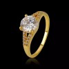 Dtup Anillo Compromiso Chapado En Oro De 18k Piedra Grande