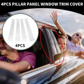 Partuto Door Pillar Window Trim - Car Front Left Right Side Anti Scratch Sticker - for Dodge for Ram 1500 2002-2008 Plastic Chrome Silver Tone - 4 Pcs