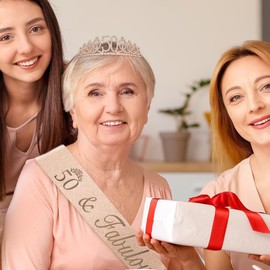 18th 30 40 50 60 70 80th Birthday Girl, Birthday Crown, Crown 18th Birthday Girl, 30 Crown, 40th Birthday Crown, 50 Years Sash, 60 Crown, 70th Birthday Crown, Crown 80, stainless steel, No Gemstone