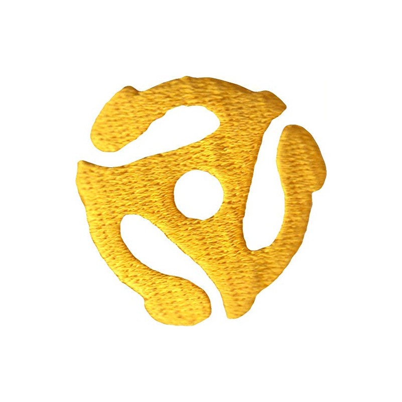 Yellow 1.5" 45 RPM Record Adapter - Embroidered Iron On