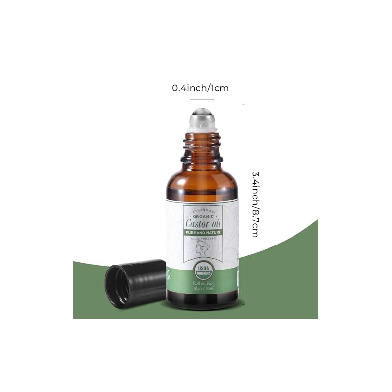 Aceite De Ricino En Roll-On Para Rostro, Ojos, Cabello, Cuero