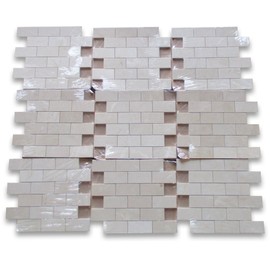 Stone Center Online Crema Marfil Marble 2x4 Grand Brick Subway Mosaic Tile Polished for Kitchen Backsplash Bathroom Flooring Shower Surround Dining Room Entryway Corrido Spa (1 Sheet)