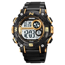 FANMIS Mens Military Multifunction Digital LED Watch Electronic Waterproof Alarm Quartz Sports Watch (X Gold)