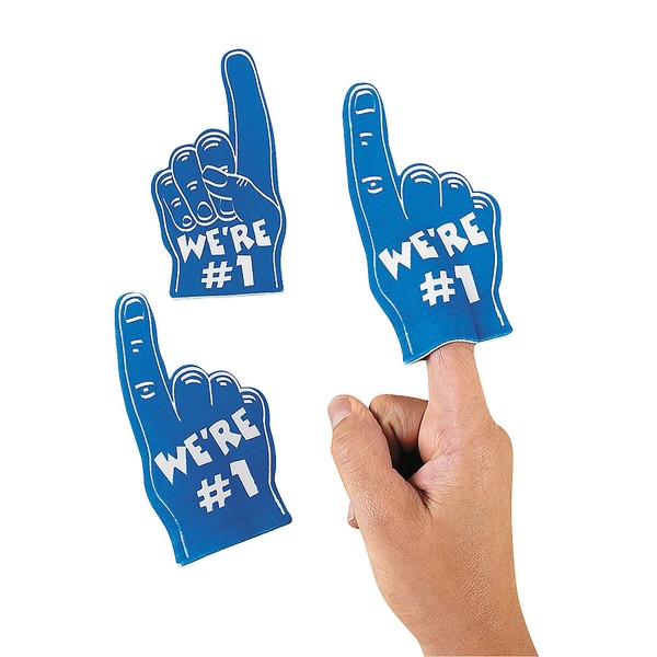 Blue Mini We're Number One Foam Spirit Fingers (Set of