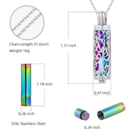 InfuMemo Cylinder Cremation Jewelry Life Tree Ash Necklace for Women, Small Bottle Urn Necklace for Men, Memorial Jewelry for Loved Ones, Memorial Jewelry with Small Memorial Urn, Memorial Ash Jewelry