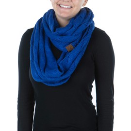 Funky Junque Womens Infinity Scarf Cable Knit Wrap - Royal Blue